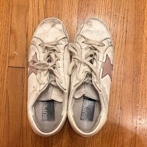 Golden Goose White and Brown Star Sneakers